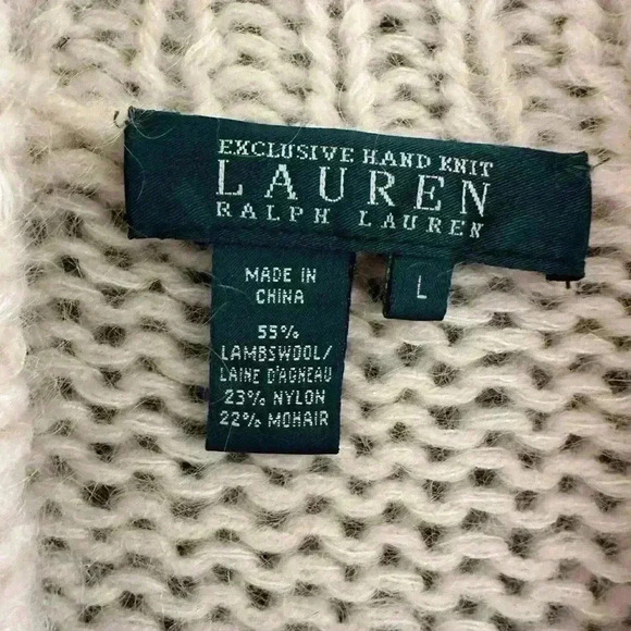 Lauren Ralph Lauren Exclusive Hand Knit Womens L‎ V-Neck Pullover Wool Sweater - Picture 3 of 9